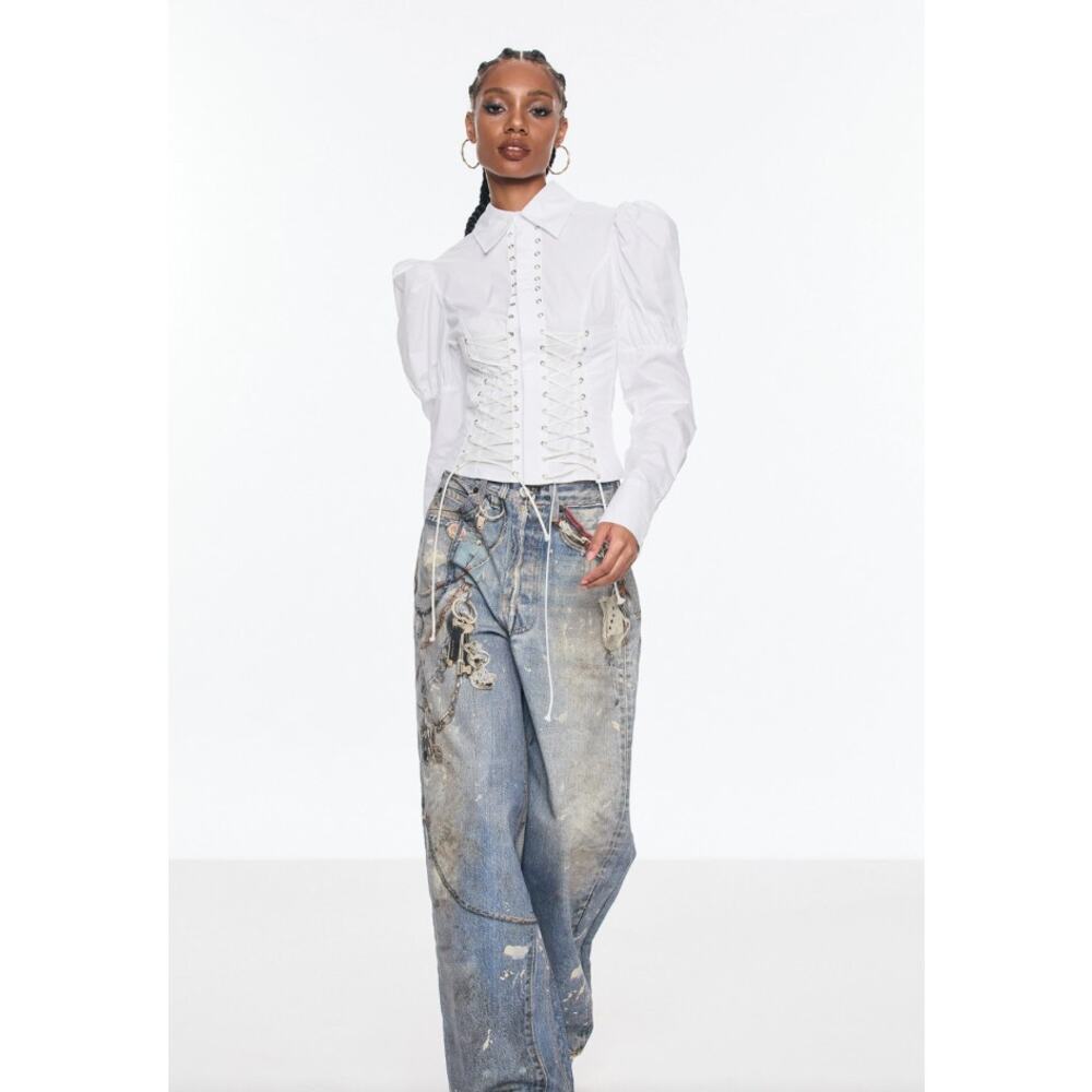 NWT Innovare Denim Birdie Print Barrel Jeans Size Medium